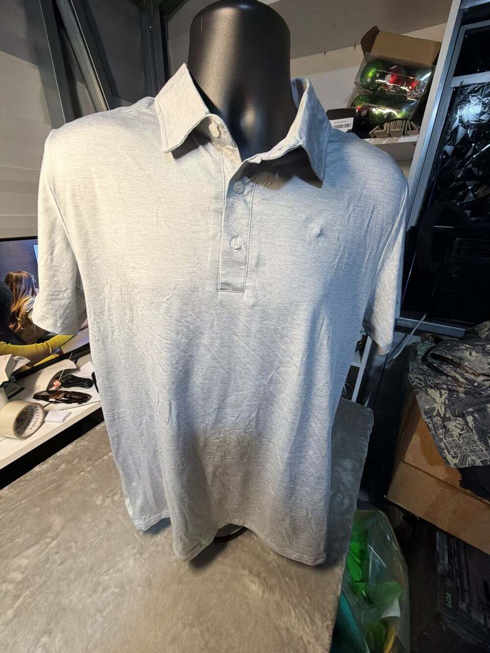 Unbranded Gray Short Sleeve Polo Shirt Men's Size Medium